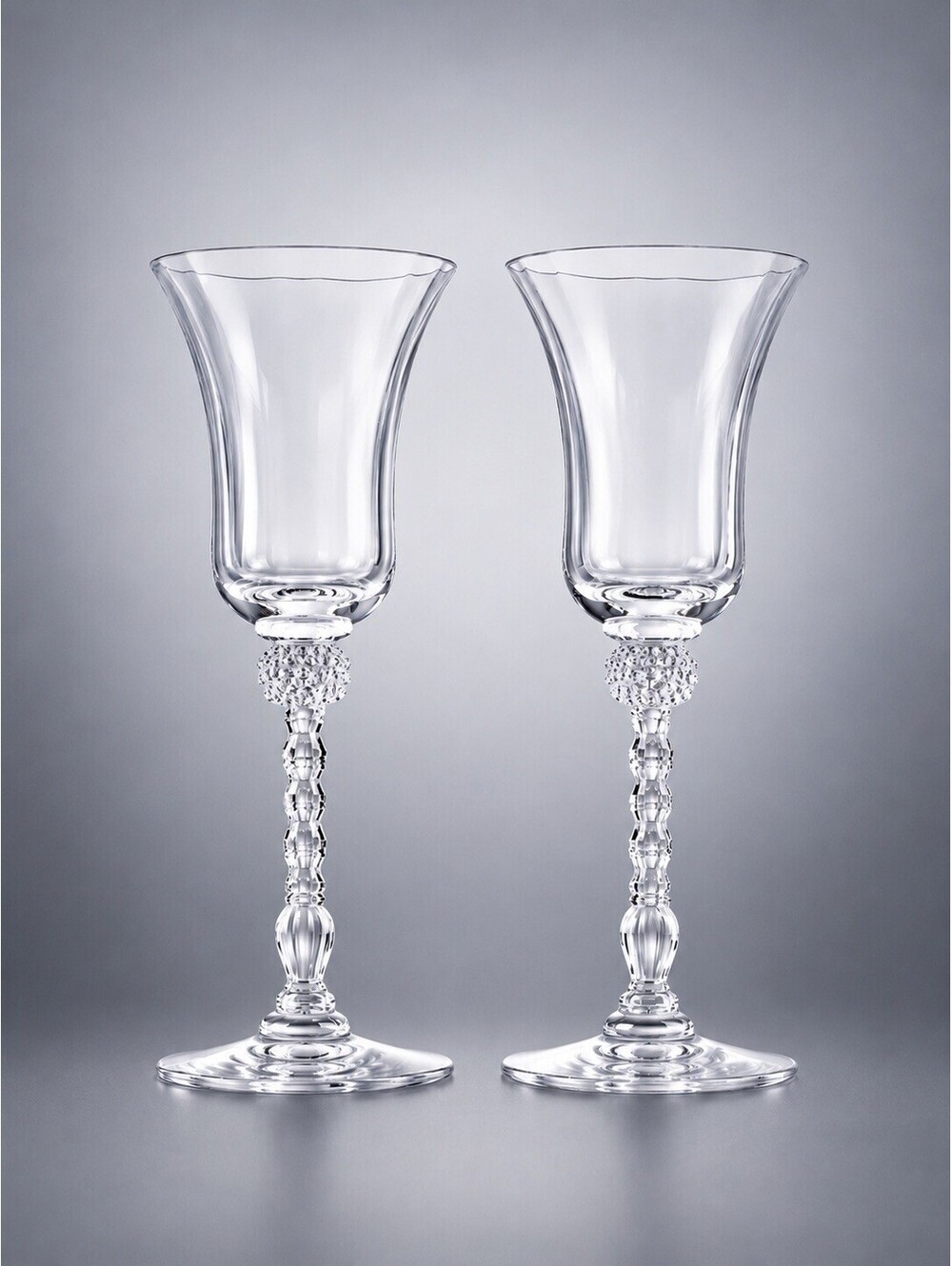 Heisey 1930s Set Of 2 Wine Glasses Monte Cristo Clear Crystal, 2.5x6"